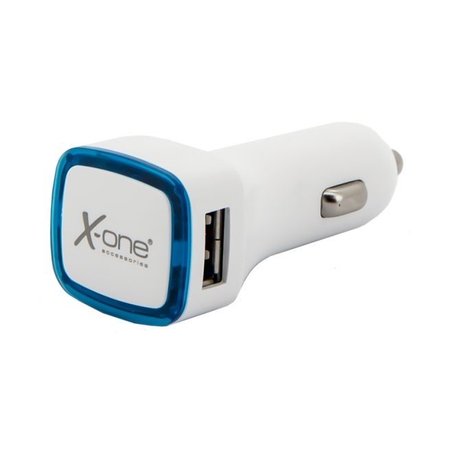X-One cargador coche 2x USB 2.1A (laterales) Azul