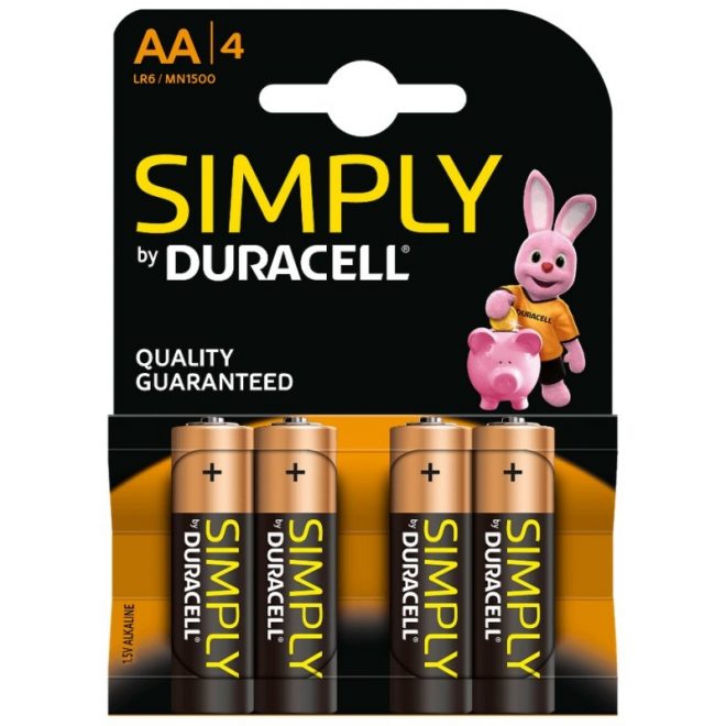 Duracell Simply Pila Alcalina AA LR6 Blister*4