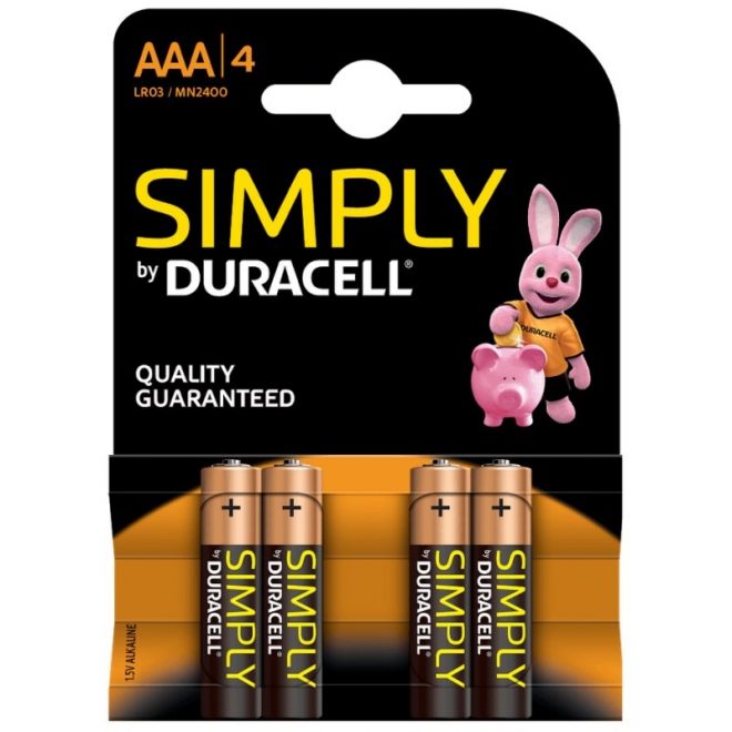 Duracell Simply Pila Alcalina AAA LR03 Blister*4