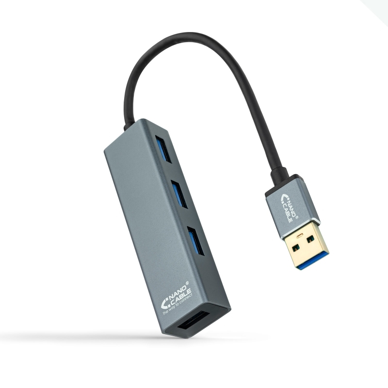 Nanocable Hub USB 3.0 4 x USB 3.0 10cm. Gris